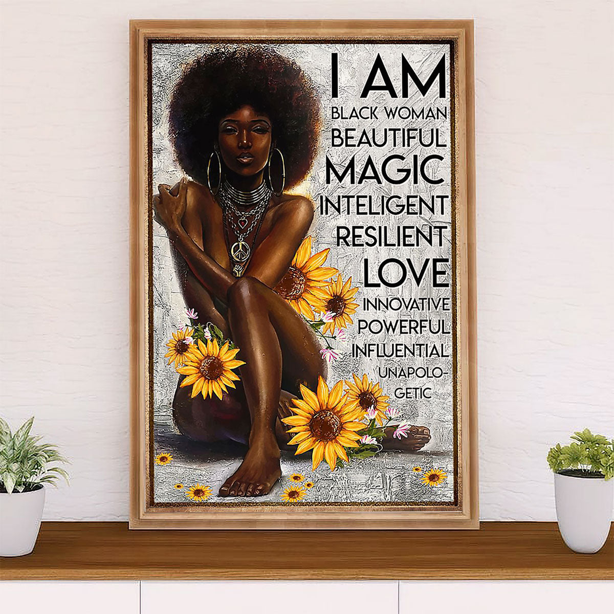 African American Afro Canvas Wall Art Prints | I Am Black Woman | Gift for Black Girl