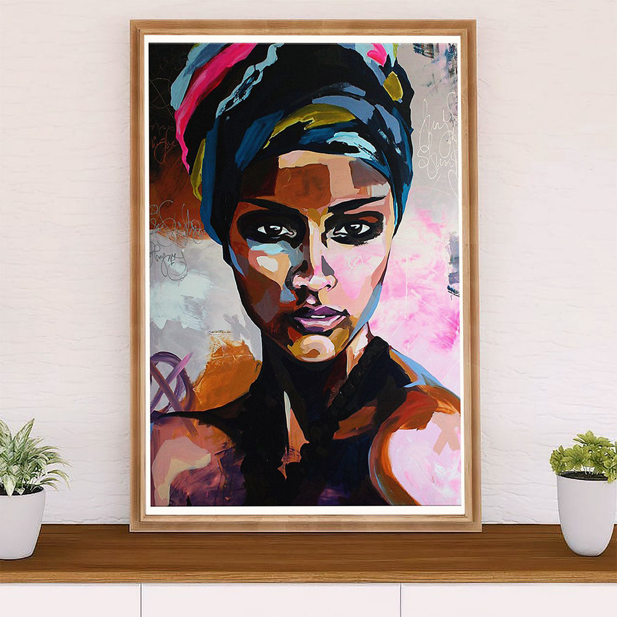 African American Afro Canvas Wall Art Prints | Woman Potrait Painting | Gift for Black Girl