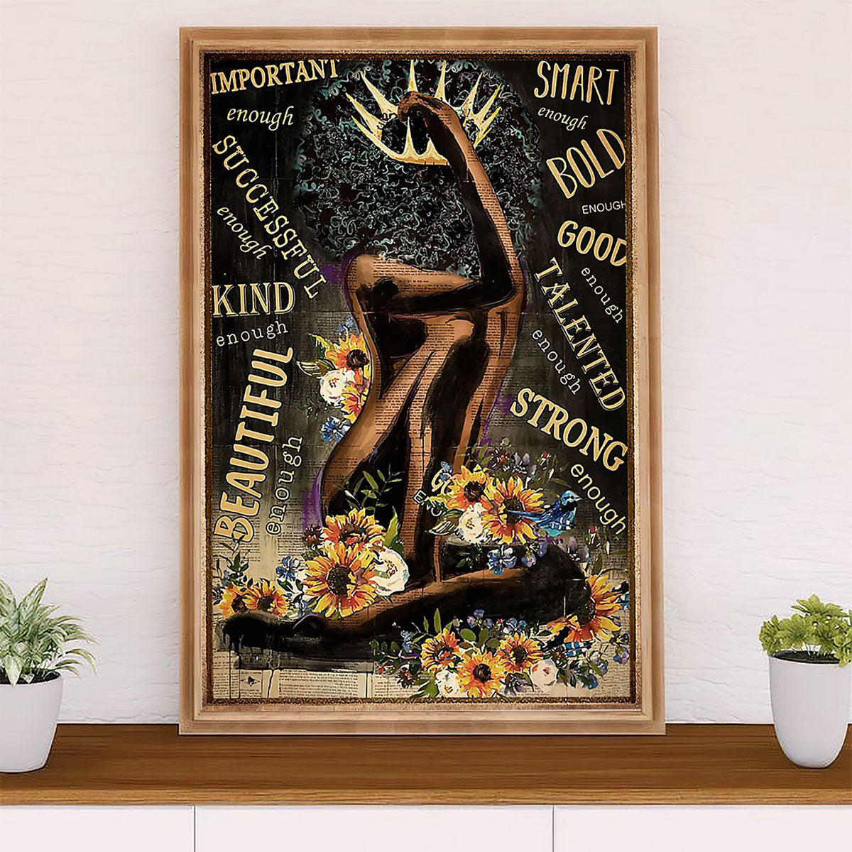 African American Afro Canvas Wall Art Prints | Black Queen Successful | Gift for Black Girl