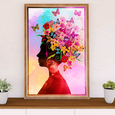 African American Afro Canvas Wall Art Prints | Woman Beautiful Mind Painting | Gift for Black Girl