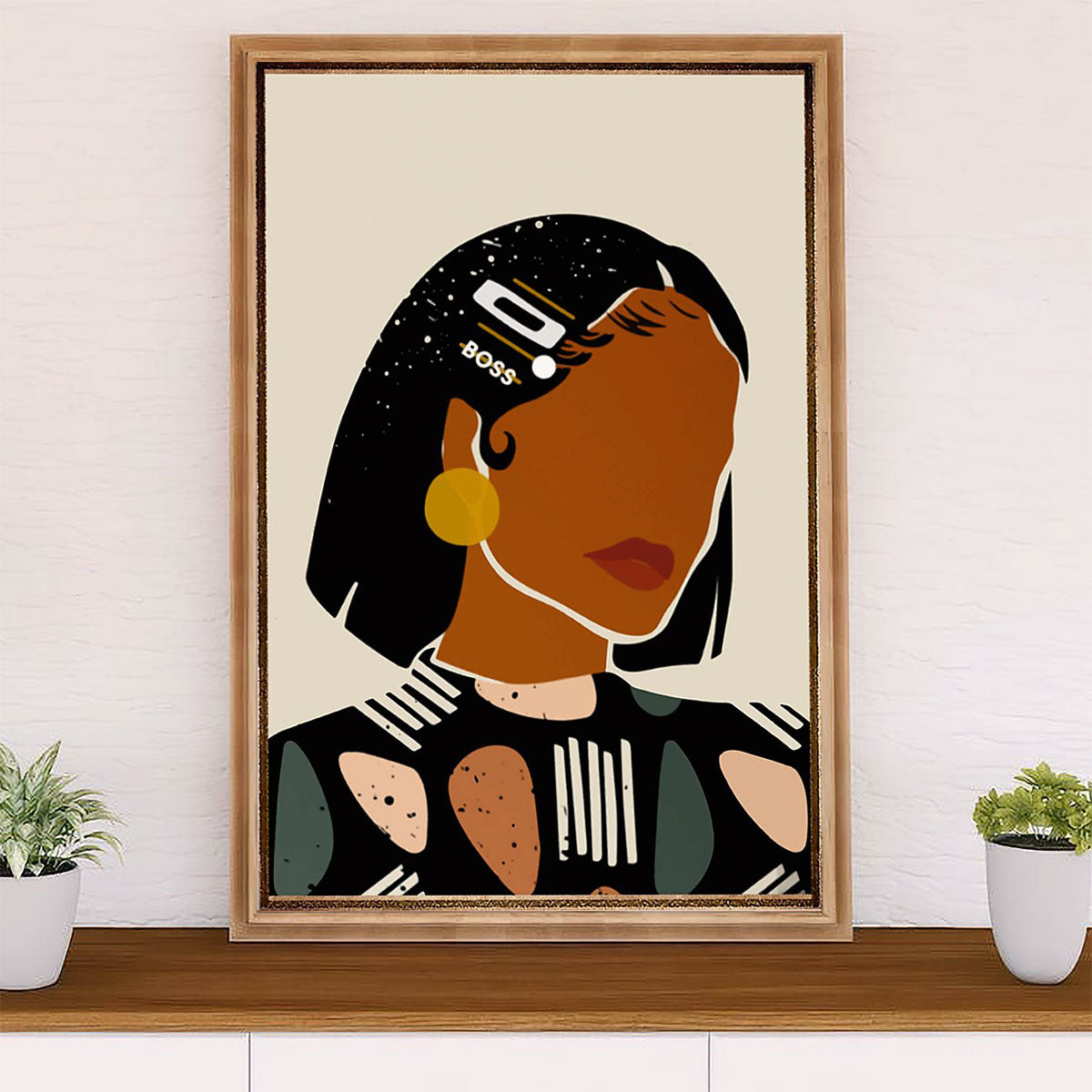African American Afro Canvas Wall Art | Boss Girl Galaxy | Black Pride Gift for Black Girl