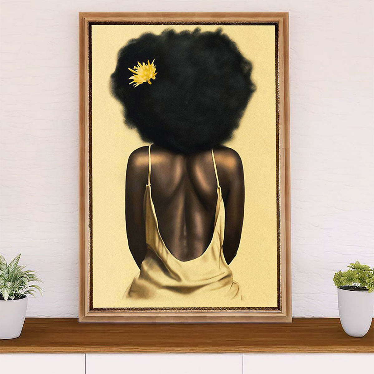 African American Afro Canvas Wall Art Prints | Girl Art Painting | Gift for Black Girl