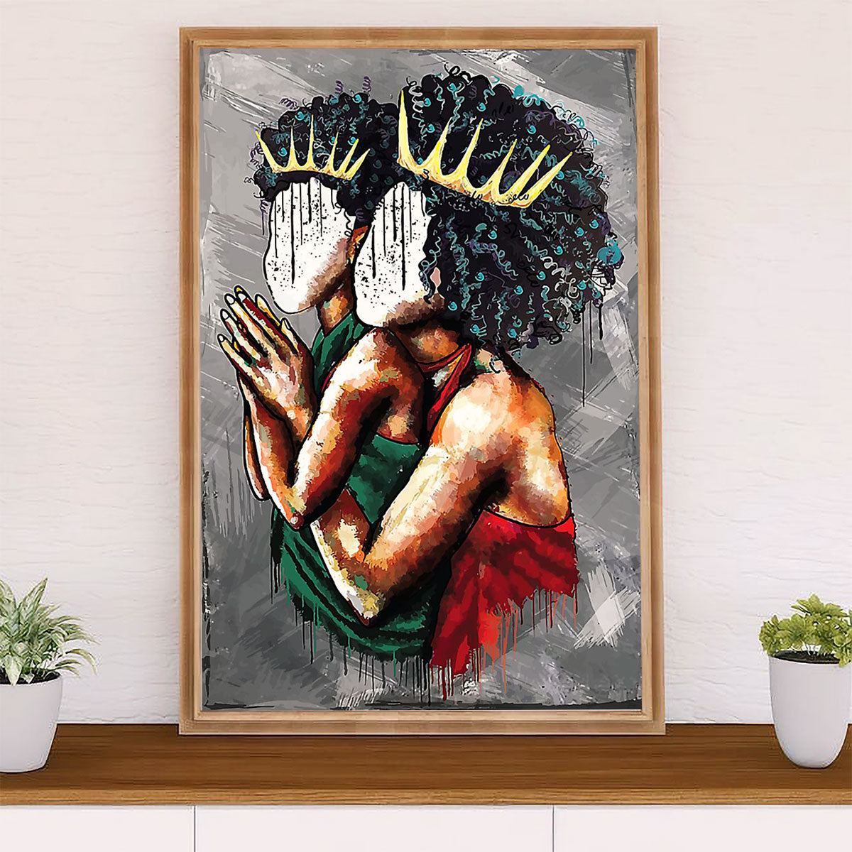 African American Afro Canvas Wall Art Prints | Black Queen | Gift for Black Girl