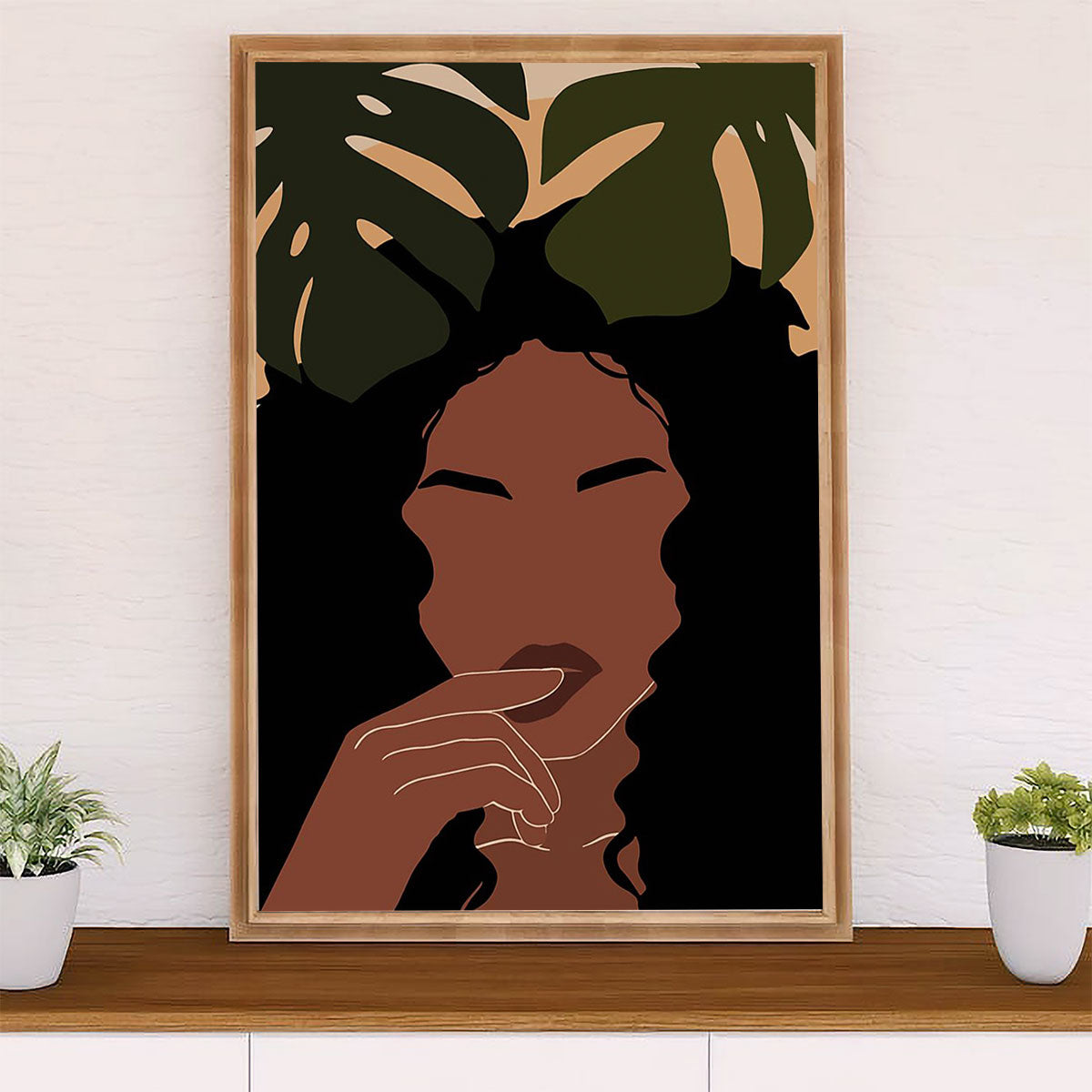African American Afro Canvas Wall Art Prints | Black Girl Potrait Painting | Gift for Black Girl