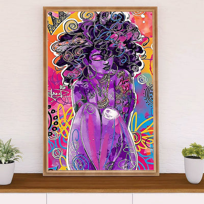 African American Afro Canvas Wall Art Prints | Black Girl | Gift for Black Girl