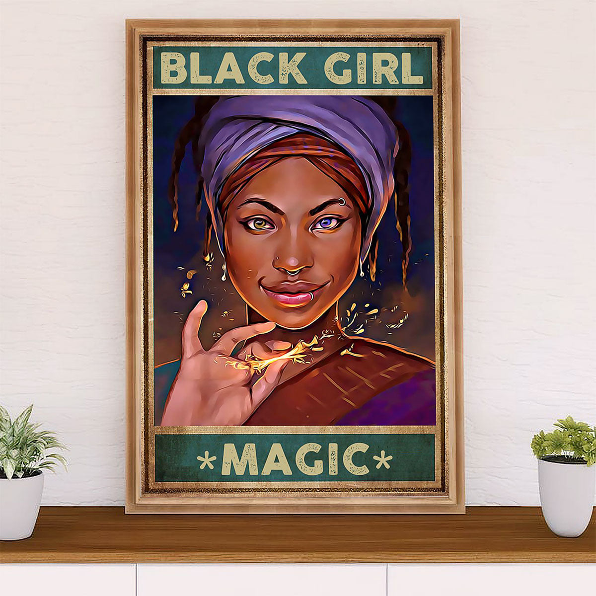African American Afro Canvas Wall Art Prints | Black Girl Magic | Gift for Black Girl