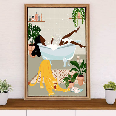 African American Afro Canvas Wall Art Prints | Girl In Bath | Gift for Black Girl