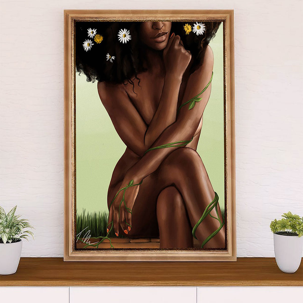 African American Afro Canvas Wall Art Prints | Beautiful Mind Girl | Gift for Black Girl