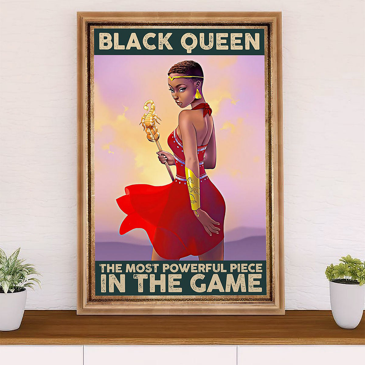 African American Afro Canvas Wall Art Prints | Black Queen | Gift for Black Girl