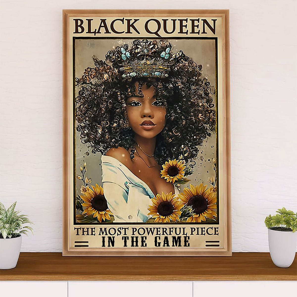 African American Afro Canvas Wall Art Prints | Black Queen | Gift for Black Girl