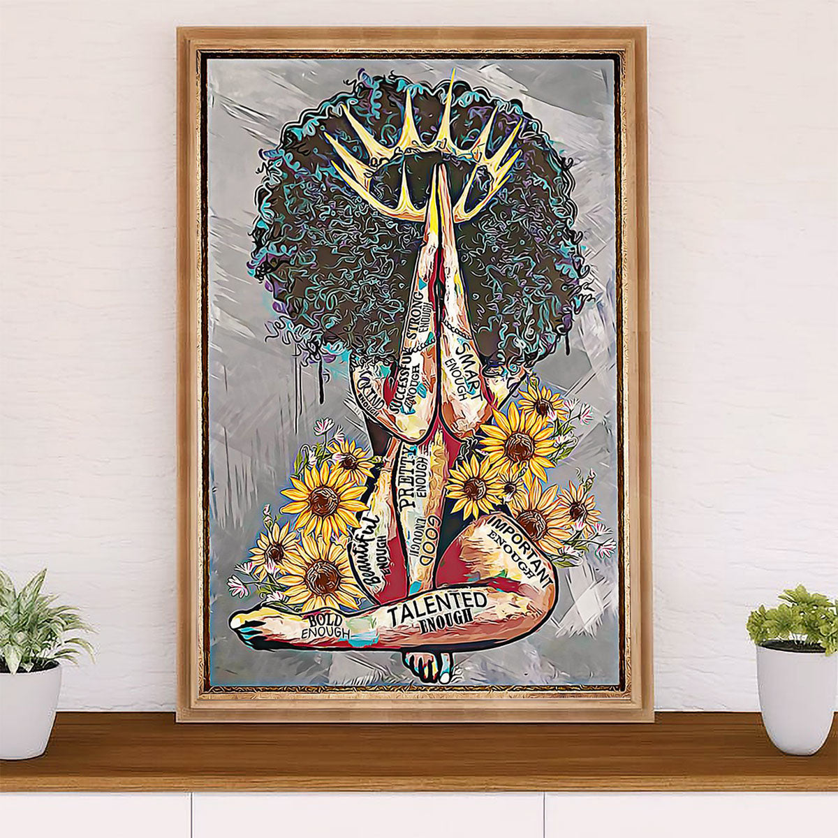 African American Afro Canvas Wall Art Prints | Black Queen | Gift for Black Girl