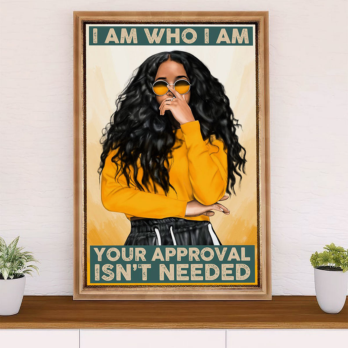 African American Afro Canvas Wall Art Prints | I Am Who I Am | Gift for Black Girl