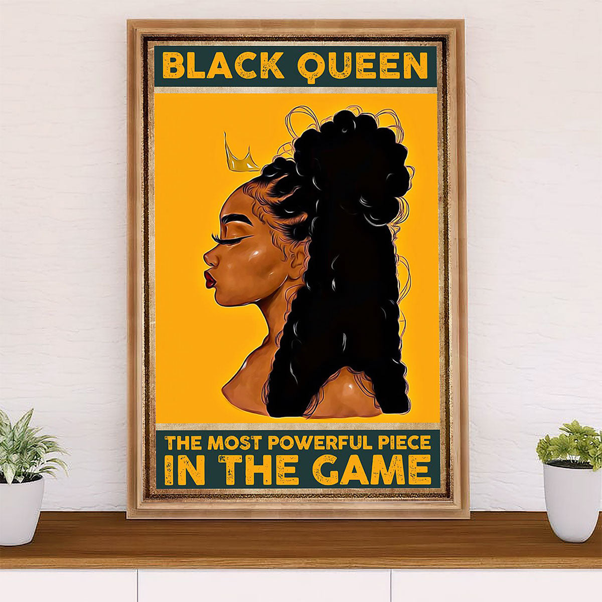 African American Afro Canvas Wall Art Prints | Black Queen | Gift for Black Girl