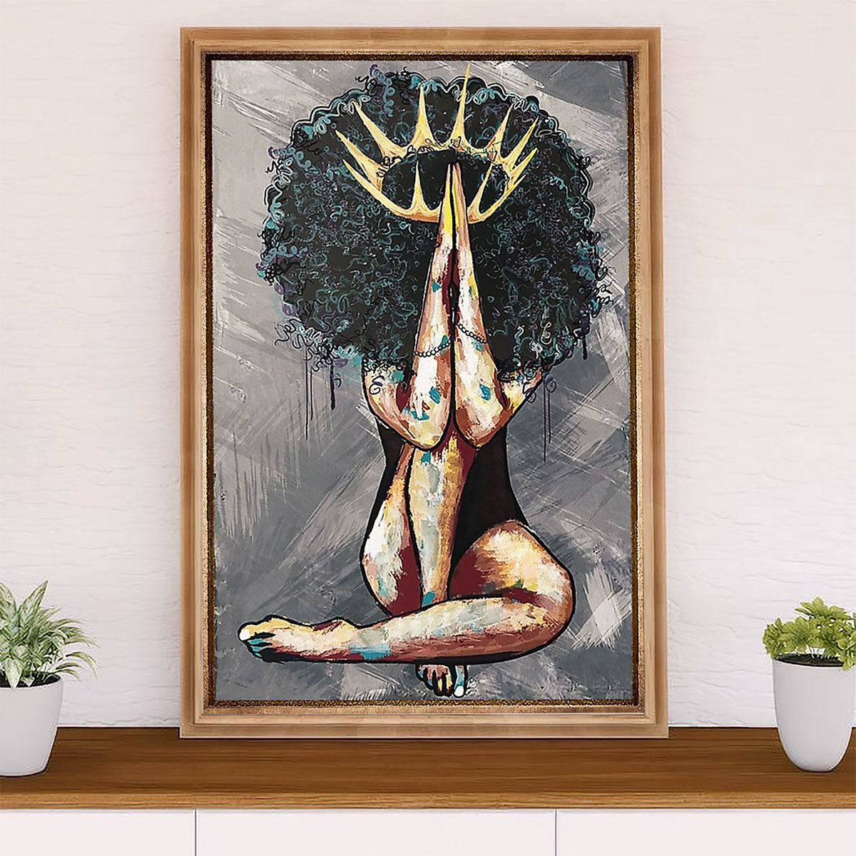 African American Afro Canvas Wall Art Prints | Black Queen | Gift for Black Girl
