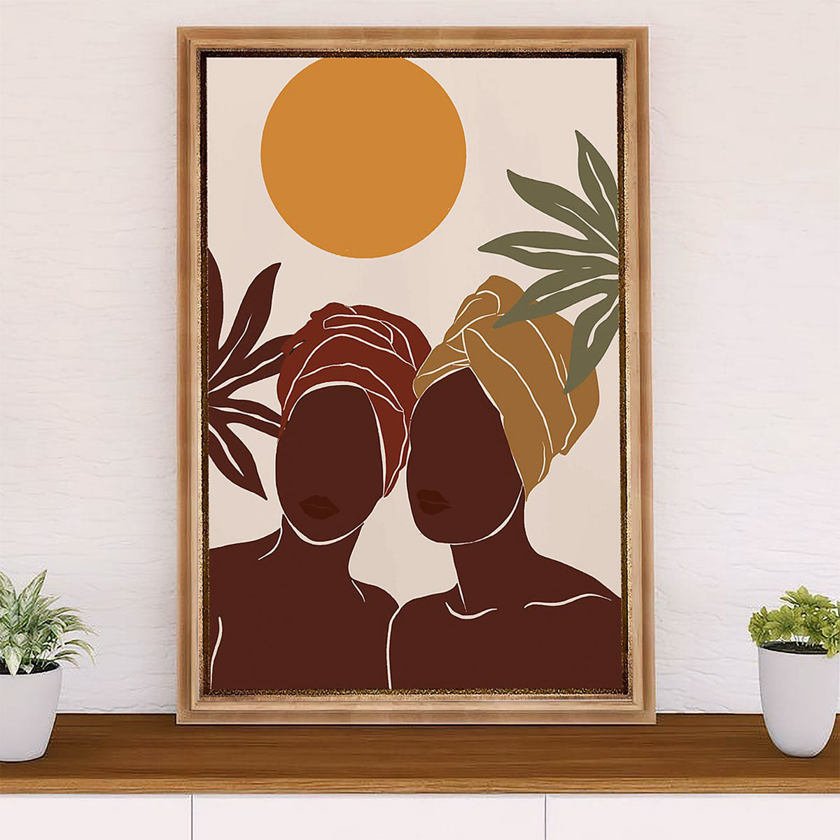 African American Afro Canvas Wall Art Prints | Two Girls Art | Gift for Black Girl