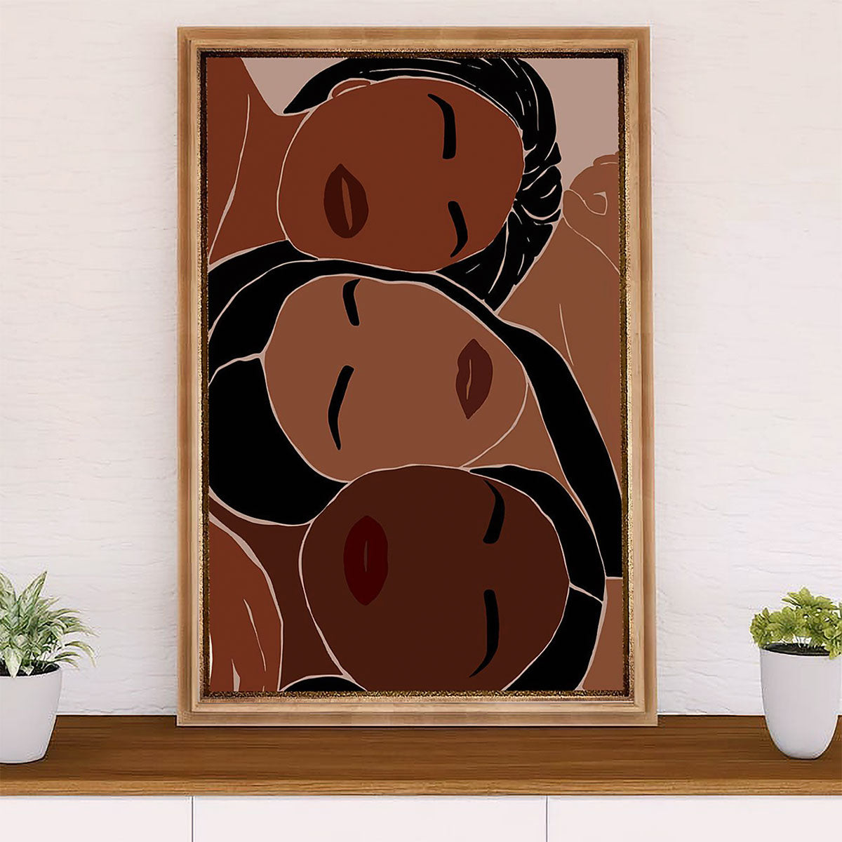 African American Afro Canvas Wall Art Prints | Three Girls Art | Gift for Black Girl