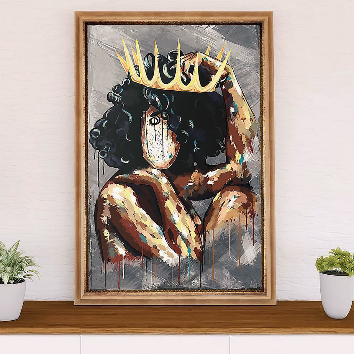 African American Afro Canvas Wall Art Prints | Black Queen | Gift for Black Girl