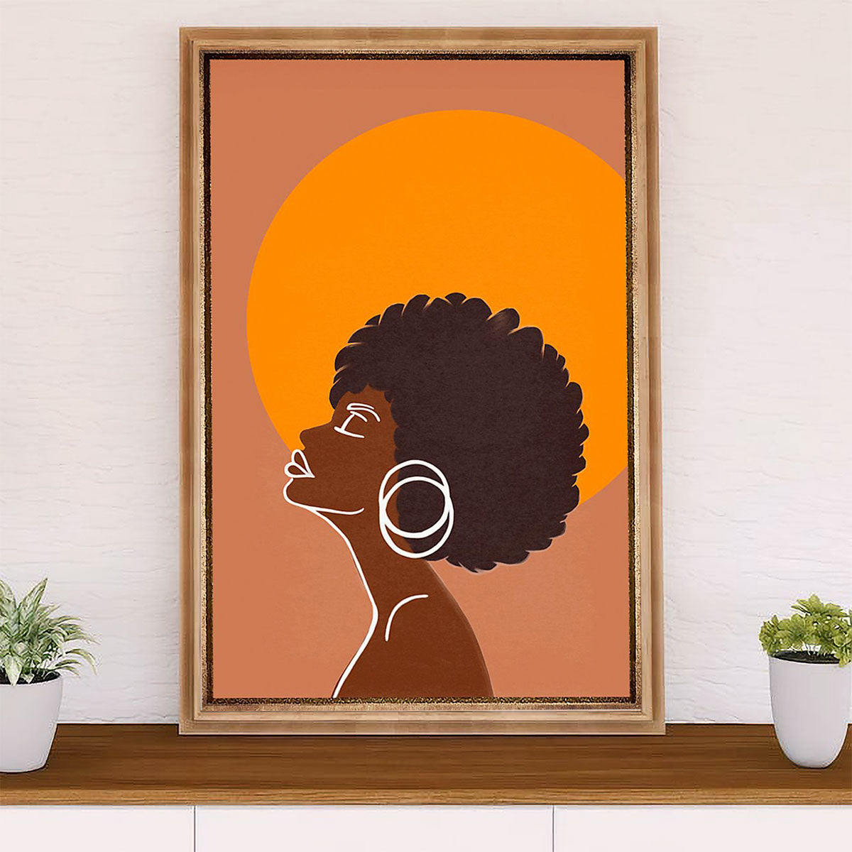 African American Afro Canvas Wall Art Prints | Black Girl Art Painting | Gift for Black Girl