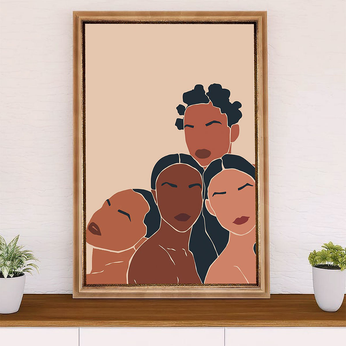 African American Afro Canvas Wall Art Prints | Four Girls Art | Gift for Black Girl