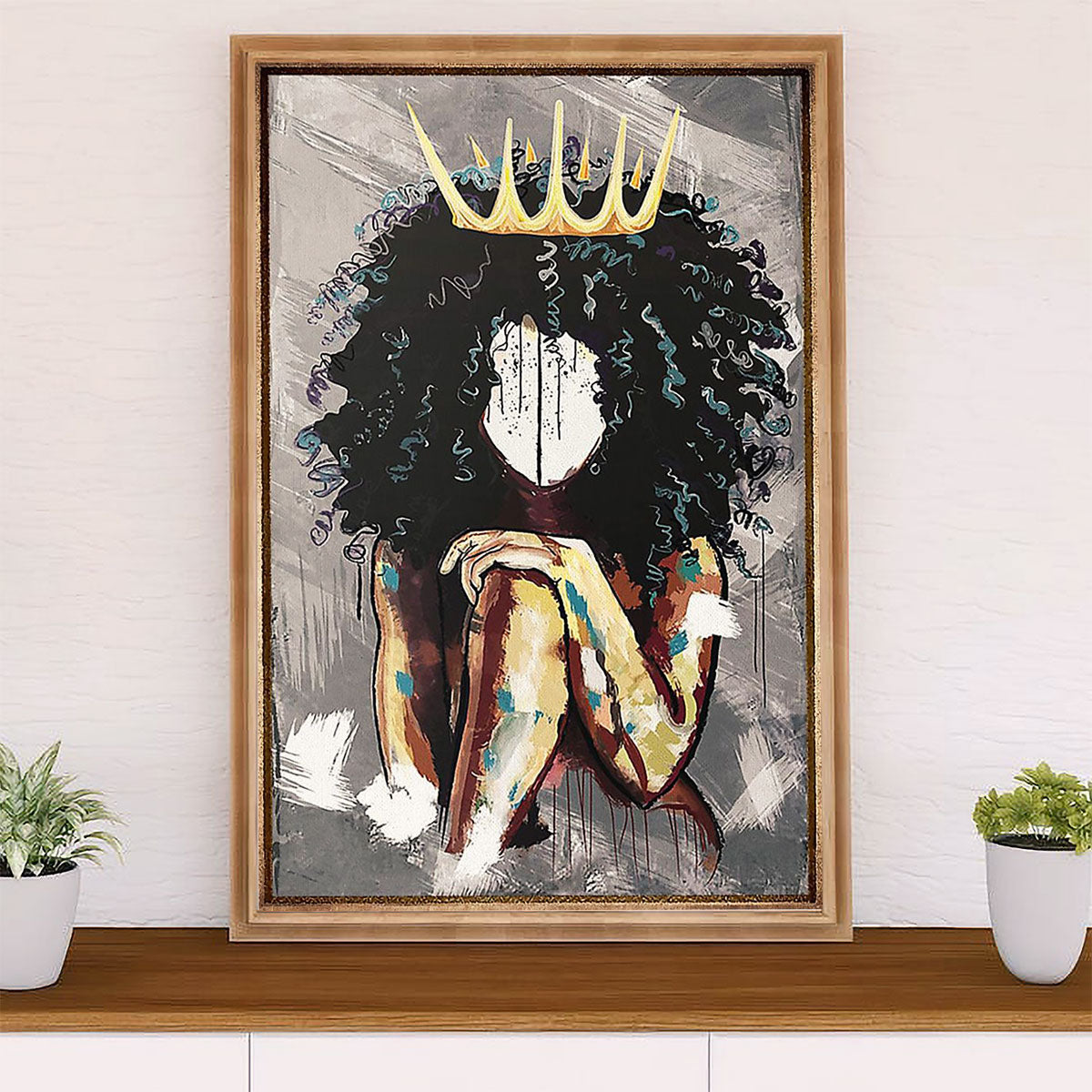 African American Afro Canvas Wall Art Prints | Black Queen | Gift for Black Girl