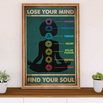 African American Afro Canvas Wall Art Prints | Lose Your Mind Find Your Soul Yoga Girl | Gift for Black Girl