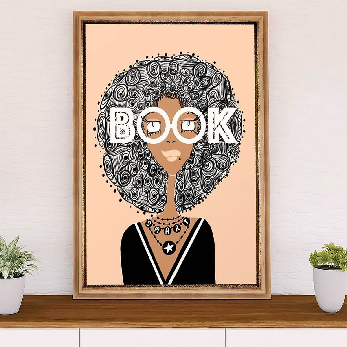 African American Afro Canvas Wall Art Prints | Smart Girl | Gift for Black Girl