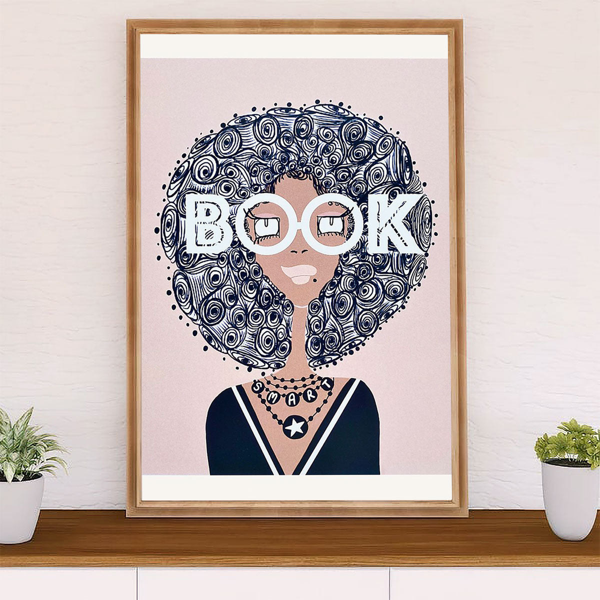 African American Afro Canvas Wall Art Prints | Smart Girl | Gift for Black Girl