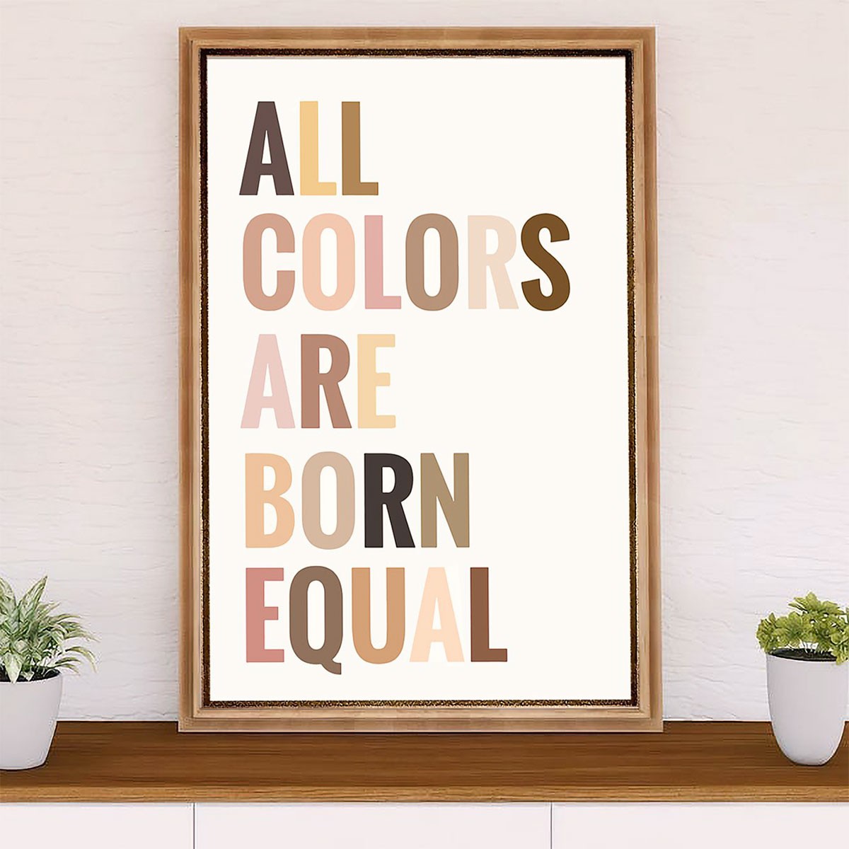 African American Afro Canvas Wall Art Prints | All Colors Are Born Equal | Gift for Black Girl