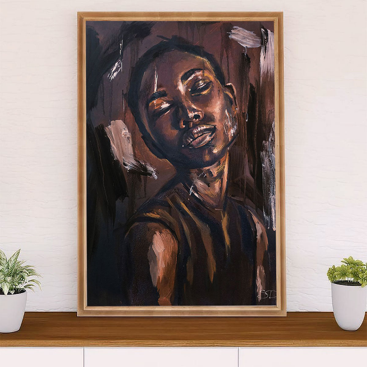 African American Afro Canvas Wall Art Prints | Black Woman Art Painting | Gift for Black Girl