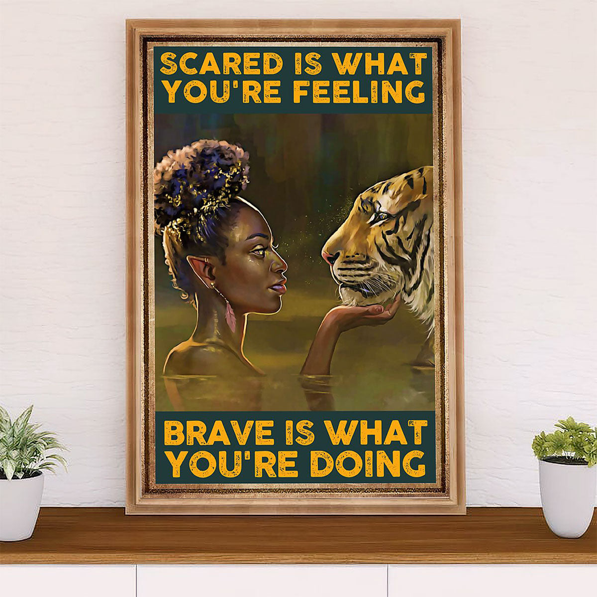 African American Afro Canvas Wall Art Prints | Brave Girl | Gift for Black Girl