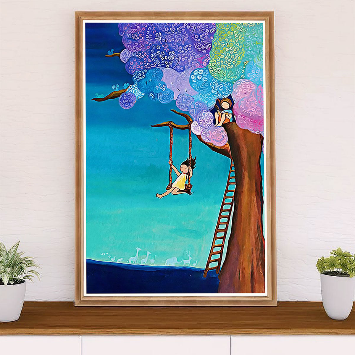 African American Afro Canvas Wall Art Prints | Childhood | Gift for Black Girl