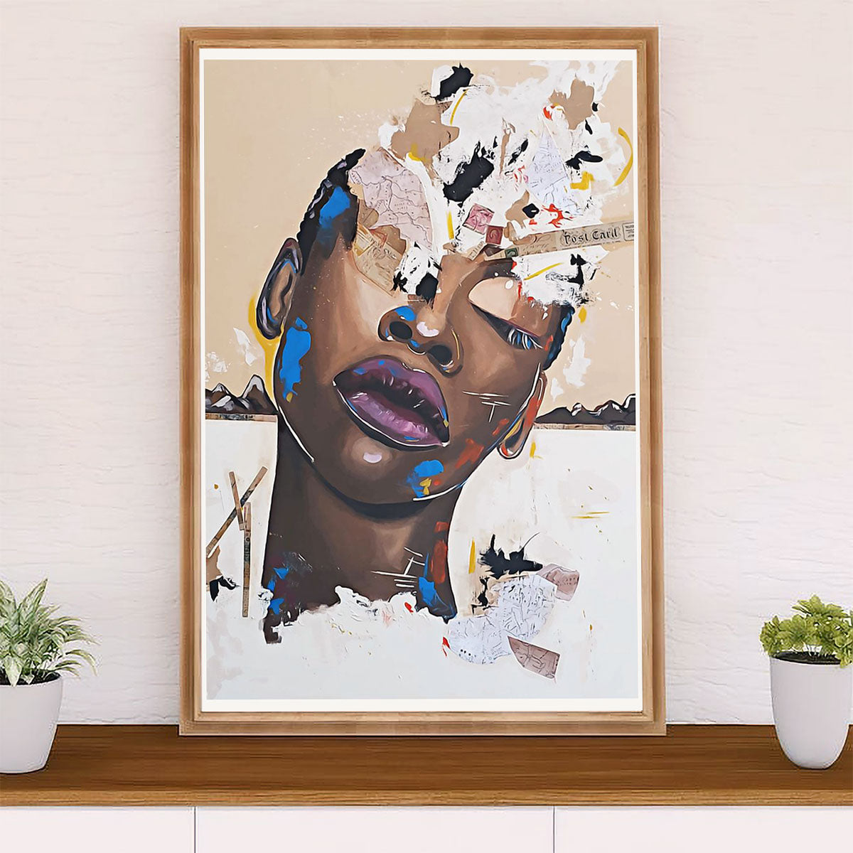African American Afro Canvas Wall Art Prints | Girl Potrait Art | Gift for Black Girl