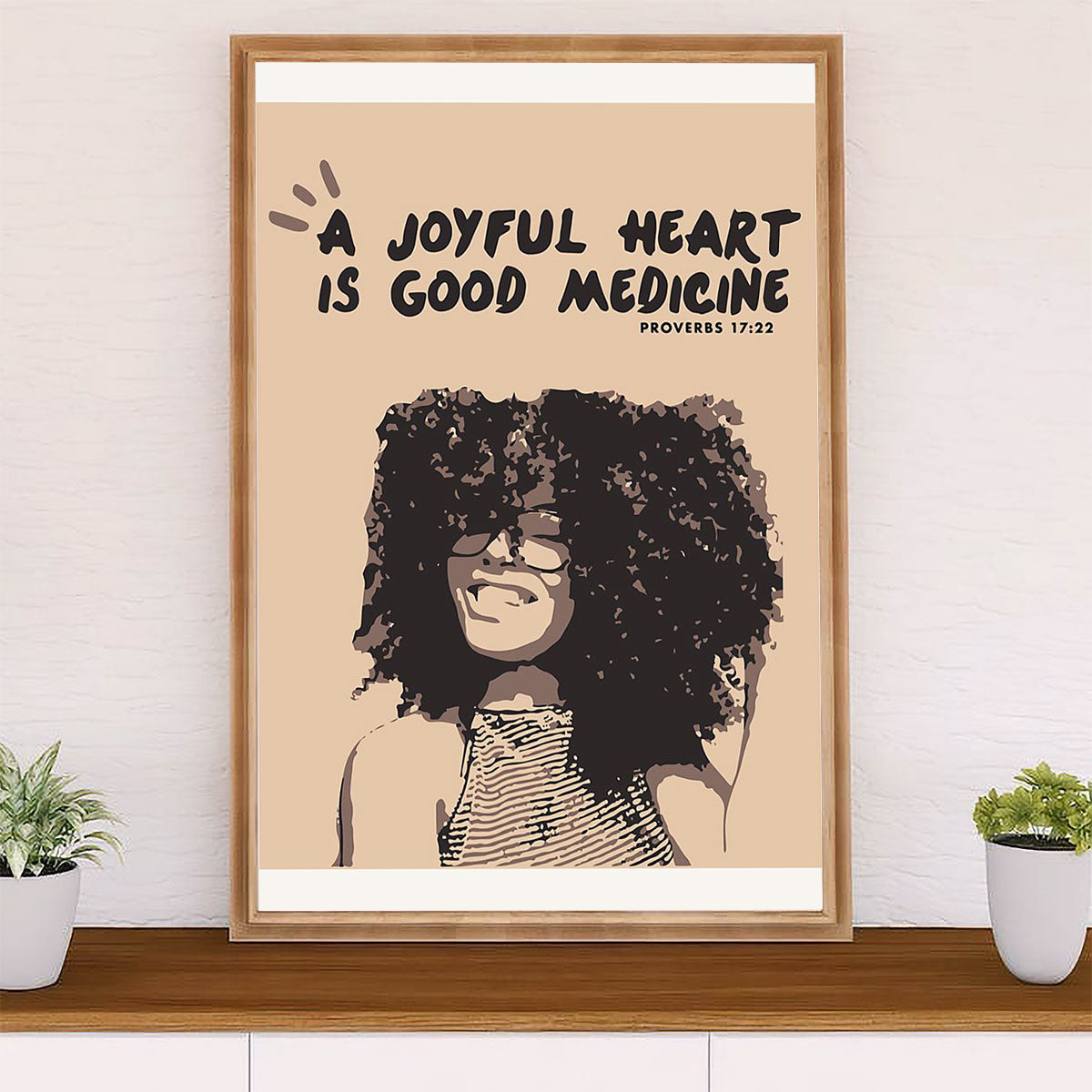 African American Afro Canvas Wall Art Prints | Joyful Girl | Gift for Black Girl