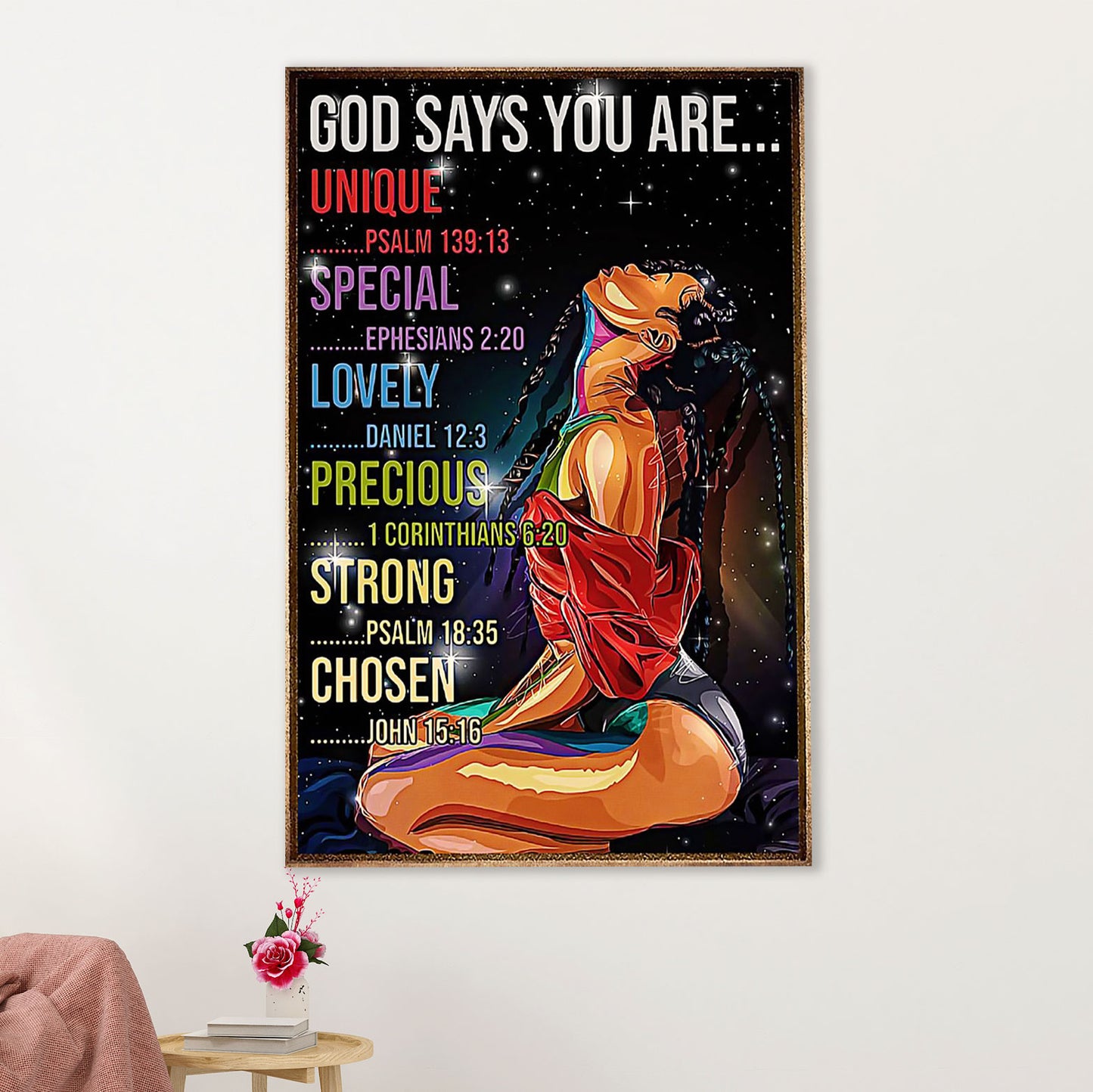 African American Afro Canvas Wall Art Prints | God Says You Are | Gift for Black Girl