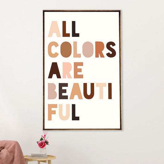 African American Afro Canvas Wall Art Prints | All Colors Are Beautiful Equality Rights | Gift for Black Girl