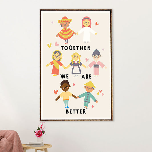 African American Afro Canvas Wall Art Prints | Together We Are Better - Different Cultures | Gift for Black Girl