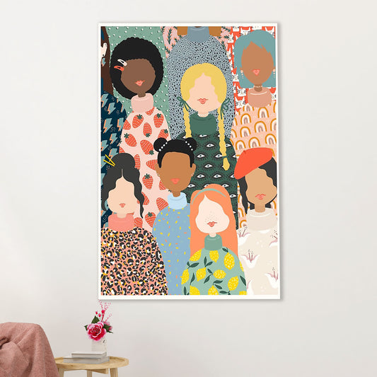 African American Afro Canvas Wall Art Prints | Different Colors Girls | Gift for Black Girl