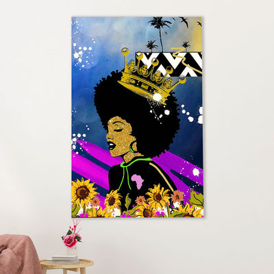 African American Afro Canvas Wall Art Prints | Black Queen | Gift for Black Girl