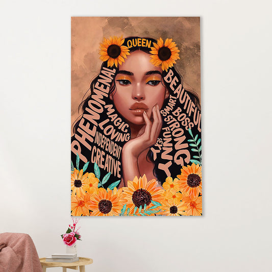 African American Afro Canvas Wall Art Prints | Black Queen | Gift for Black Girl