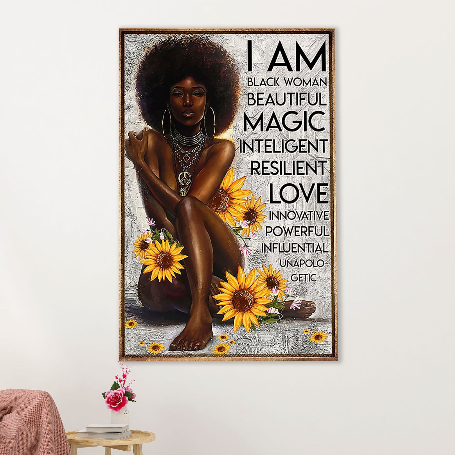 African American Afro Canvas Wall Art Prints | I Am Black Woman | Gift for Black Girl