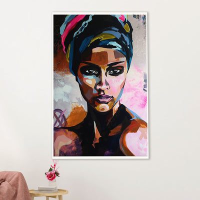 African American Afro Canvas Wall Art Prints | Woman Potrait Painting | Gift for Black Girl