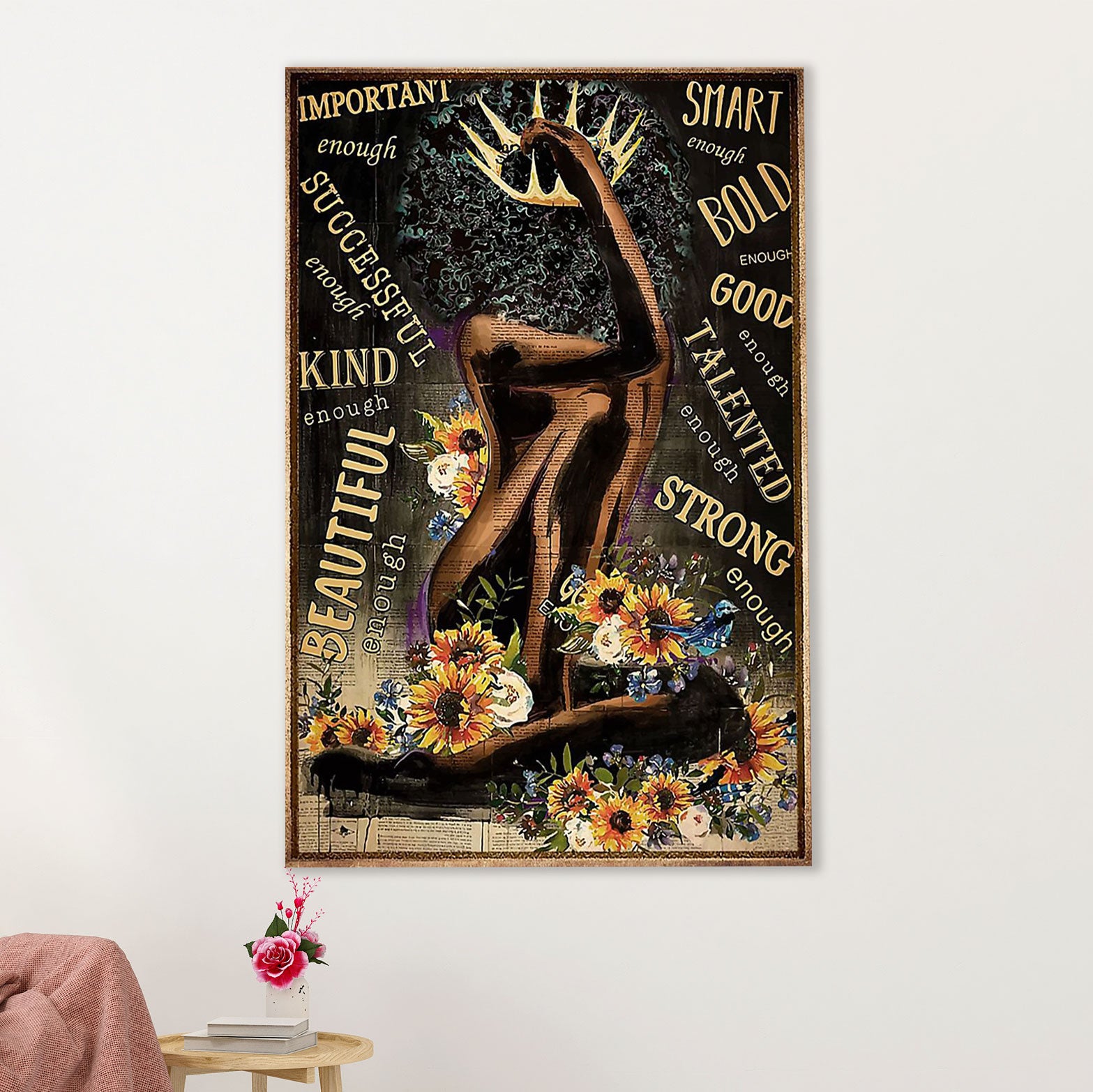 African American Afro Canvas Wall Art Prints | Black Queen Successful | Gift for Black Girl