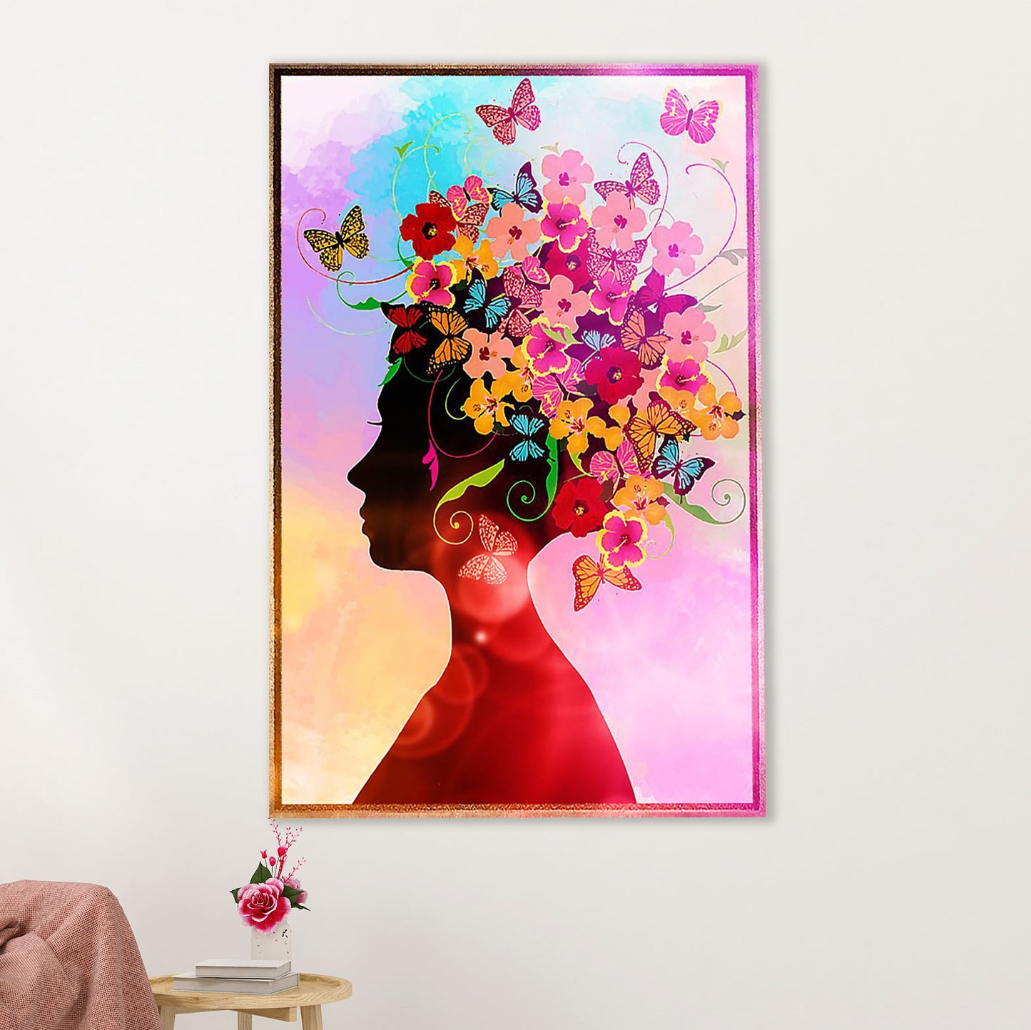 African American Afro Canvas Wall Art Prints | Woman Beautiful Mind Painting | Gift for Black Girl