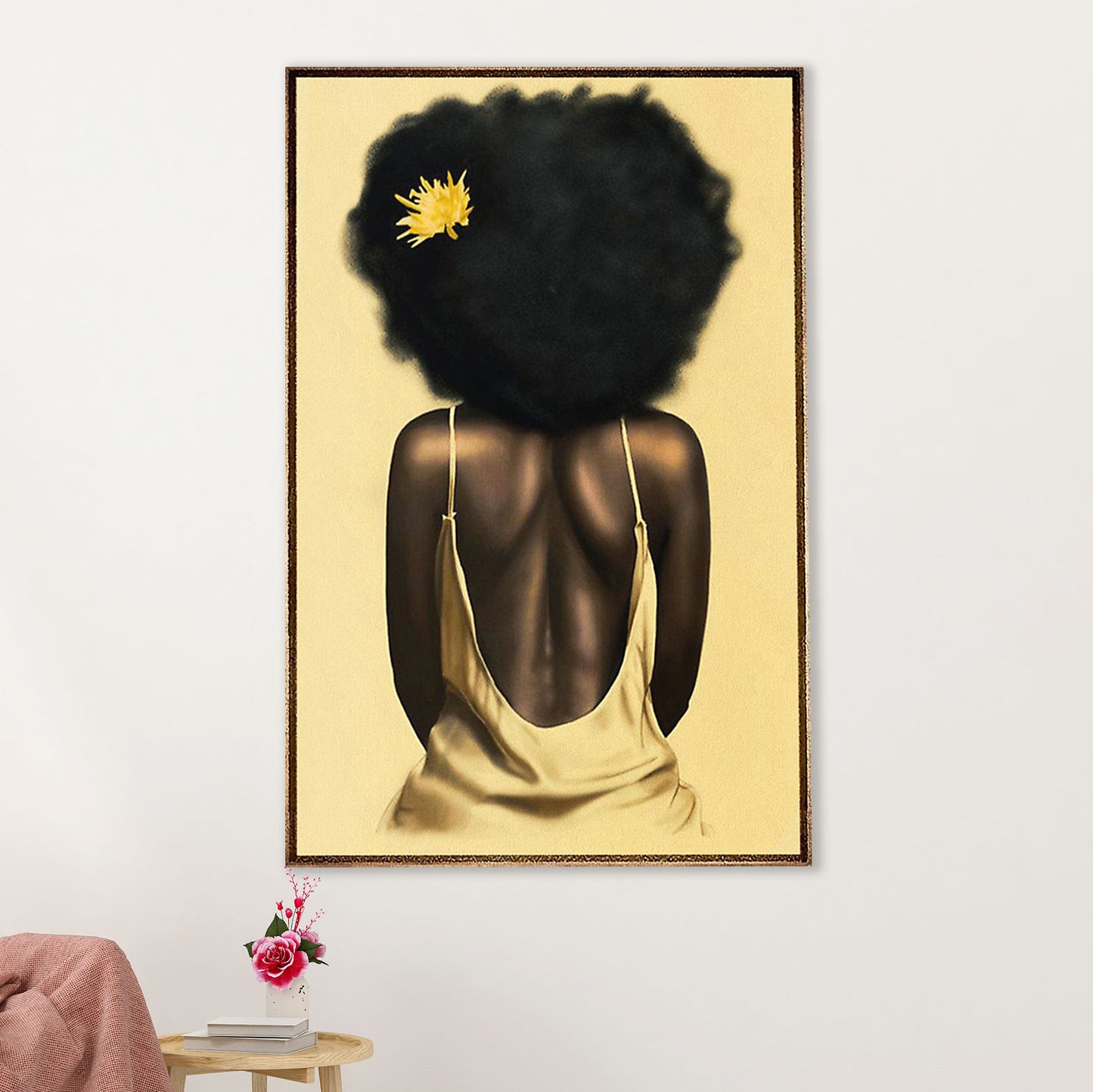 African American Afro Canvas Wall Art Prints | Girl Art Painting | Gift for Black Girl