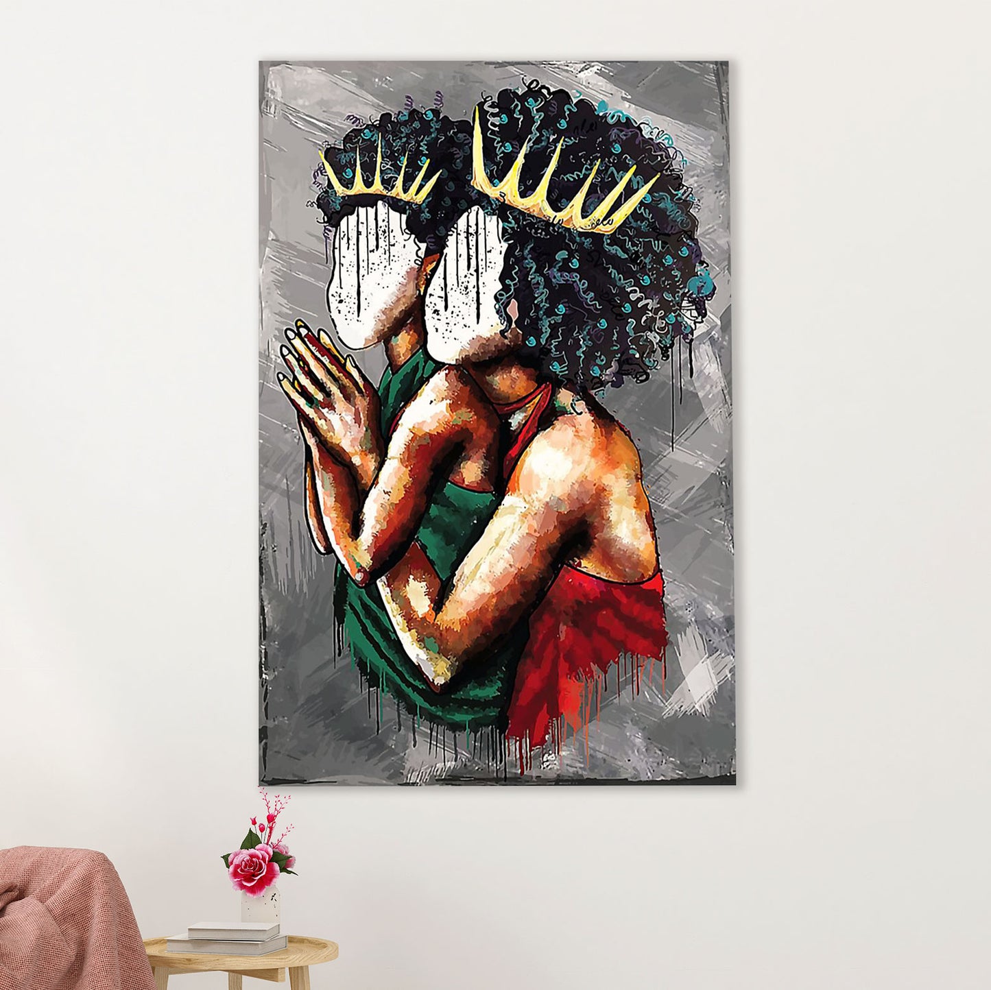 African American Afro Canvas Wall Art Prints | Black Queen | Gift for Black Girl