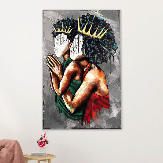 African American Afro Canvas Wall Art Prints | Black Queen | Gift for Black Girl