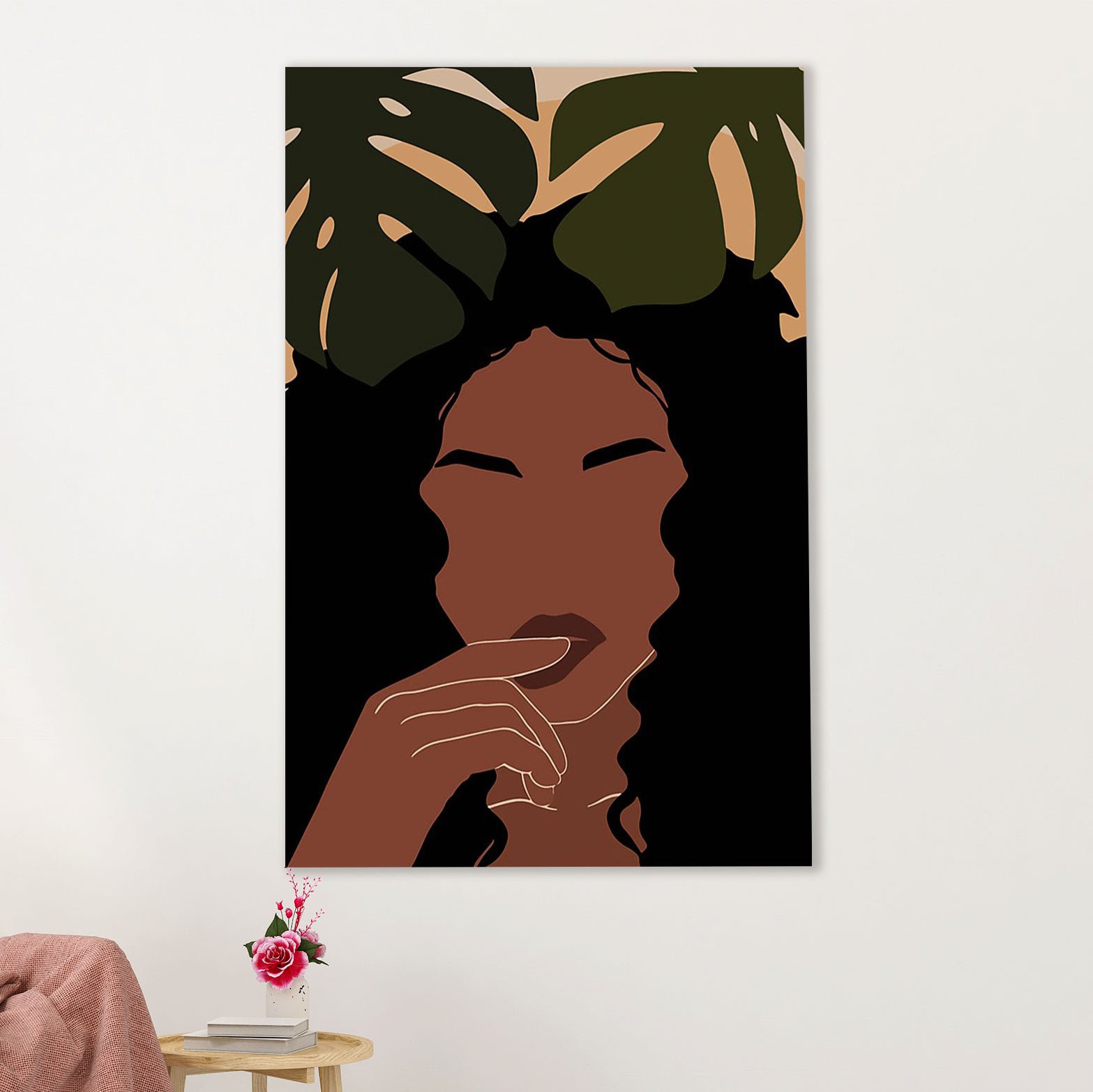 African American Afro Canvas Wall Art Prints | Black Girl Potrait Painting | Gift for Black Girl