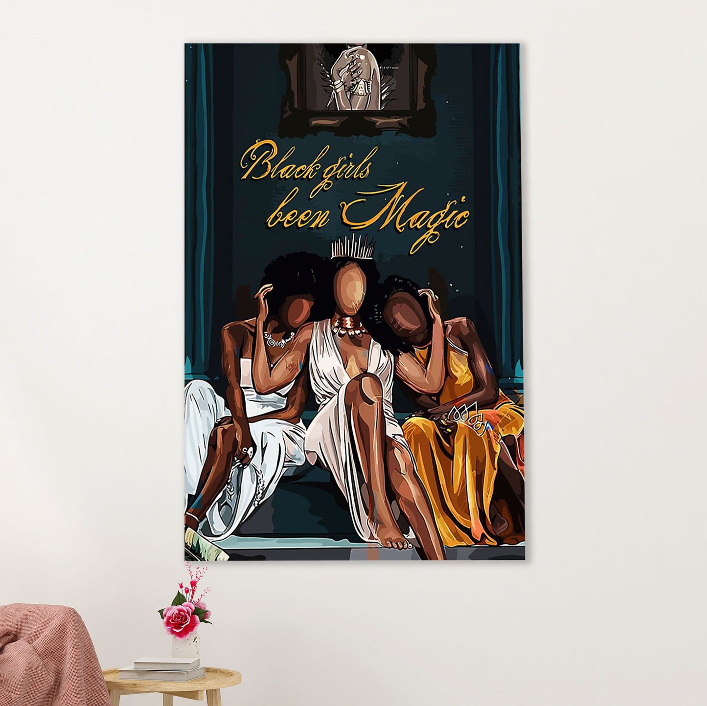 African American Afro Canvas Wall Art Prints | Black Girls Been Magic | Gift for Black Girl