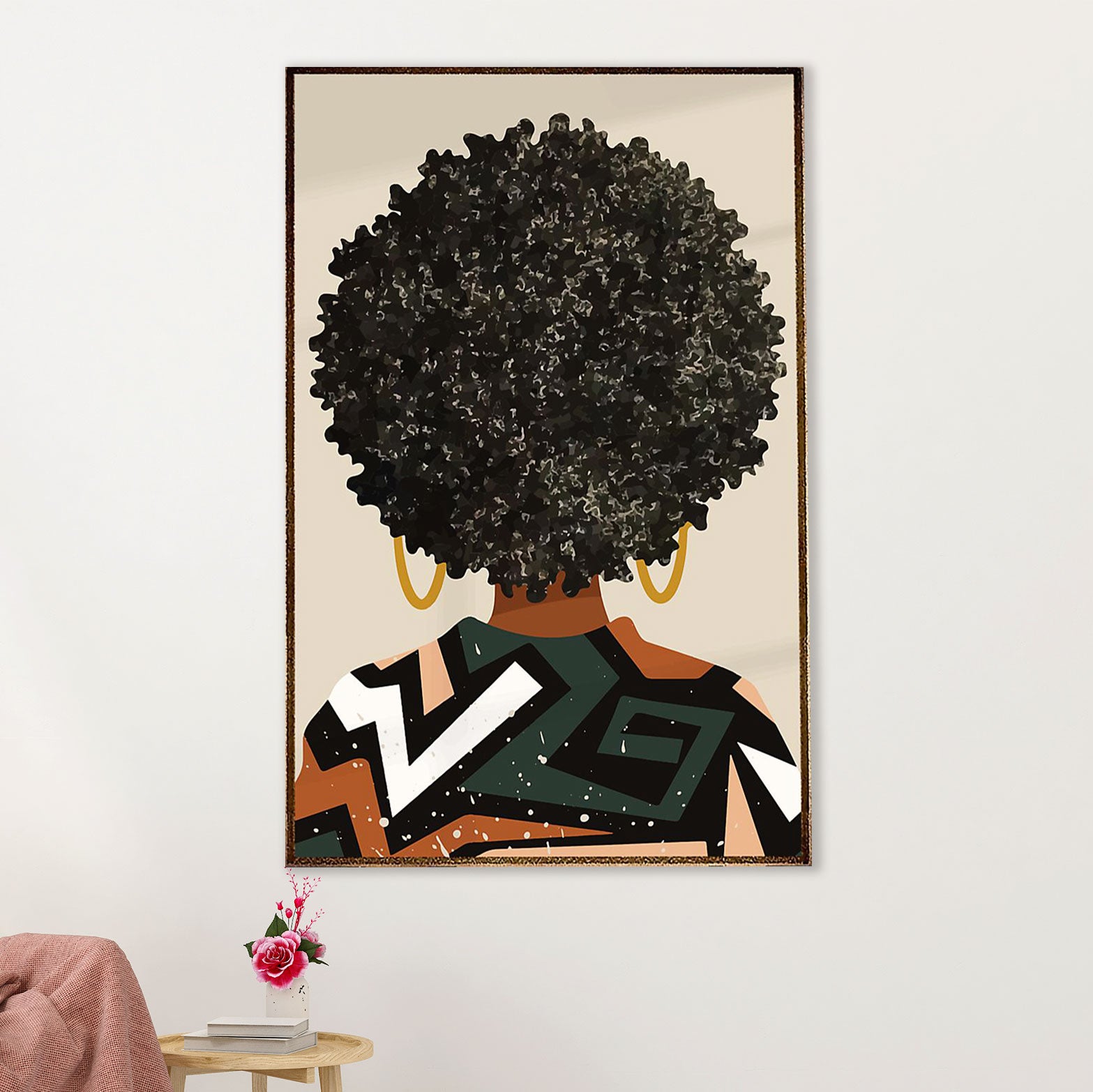 African American Afro Canvas Wall Art Prints | Afro-textured hair | Gift for Black Girl