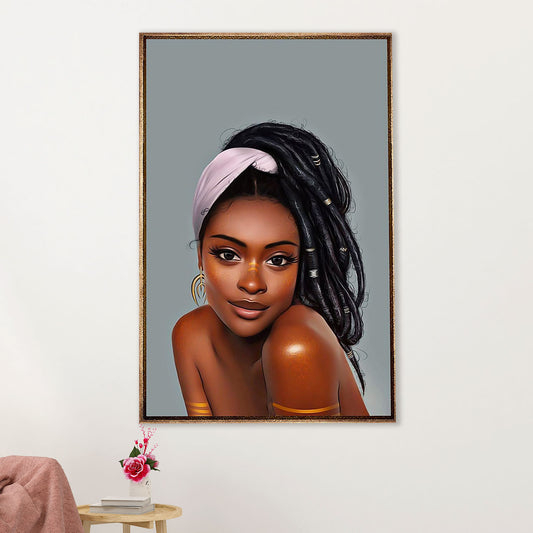 African American Afro Canvas Wall Art Prints | Black Girl Potrait Painting | Gift for Black Girl